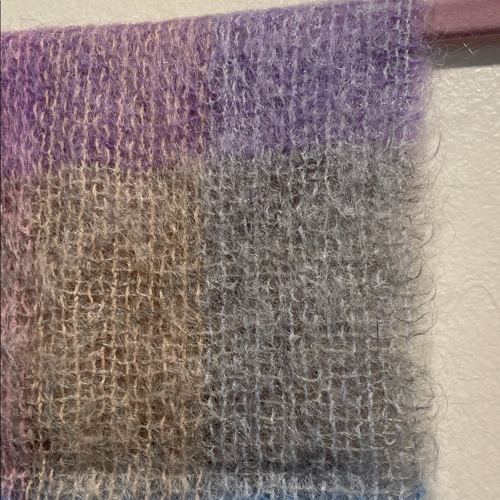 Vintage Mohair Argyle Rectangular Plaid Multicolor Scarf - Picture 7 of 10